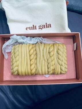 Cult Gaia Helene Clutch in Cornsilk NIB